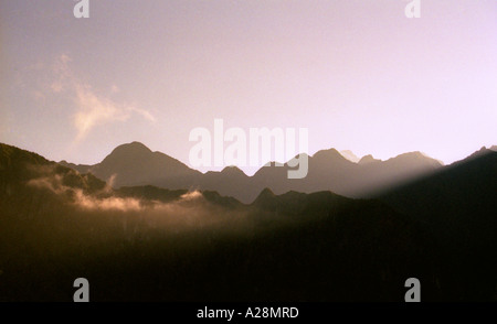 Sonnenaufgang auf der Wintersonnenwende Machu Picchu, Peru Stockfoto