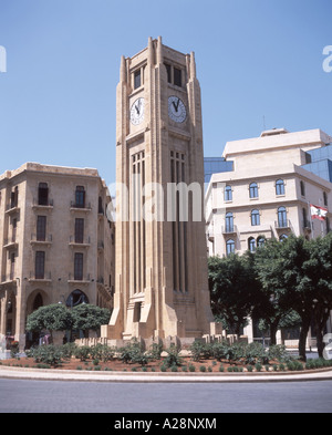 Uhrturm, Parliament Square, Beruit, Beirut, Libanon Stockfoto