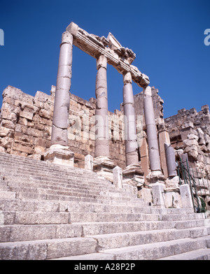 Tempel des Jupiter Eingang, die Propyläen, Baalbeck, Bekaa-Tal, der Libanesischen Republik Stockfoto