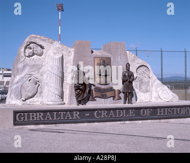 "Willkommen in Gibraltar" unterzeichnen, spanischen Grenzposten, Gibraltar Stockfoto