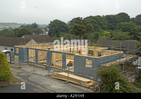 ein Holz gerahmt Hause im Bau Stockfoto