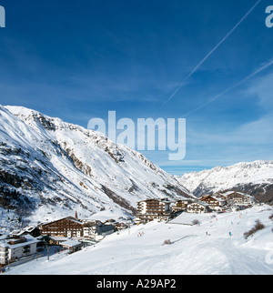 Blick von der Piste, Obergurgl (die höchste Gemeinde in Österreich), Ötztal, Tirol West Stockfoto