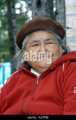 Ältere Dame, die Einheimischen Cree nördlichen Quebec Kanada Stockfoto