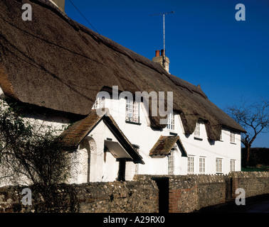 Weiß getünchte strohgedeckten Hütten in Dorset Stockfoto