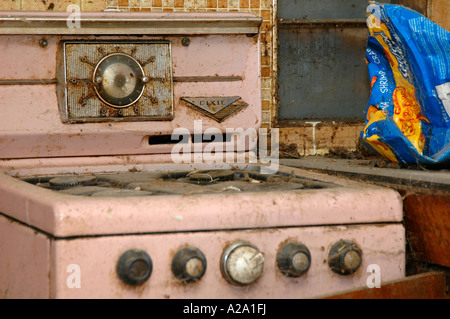 Herd in verlassenen Mobilheim am Ufer des Salton Sea, Salton City, Kalifornien, USA. Stockfoto