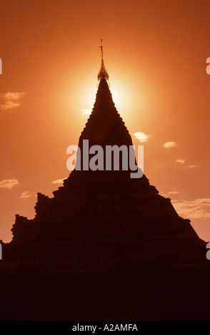 Myanmar Burma Pagan Bagan Shwesandaw Pagode Sonnenuntergang Stockfoto