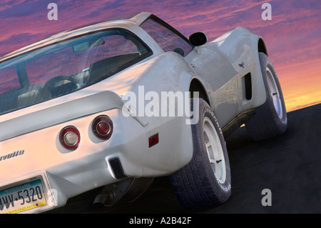 Corvette bei Sonnenuntergang Stockfoto