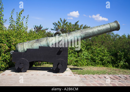 Kanone, Castillo del Morro, San Pedro De La Roca, Morro Castle, Bucht von Santiago, Santiago De Cuba, Kuba Stockfoto