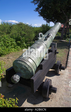 Kanone, Castillo del Morro, San Pedro De La Roca, Morro Castle, Bucht von Santiago, Santiago De Cuba, Kuba Stockfoto