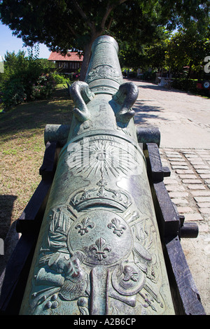 Kanone, Castillo del Morro, San Pedro De La Roca, Morro Castle, Bucht von Santiago, Santiago De Cuba, Kuba Stockfoto