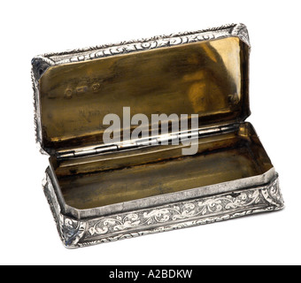 Silber Schnupftabak Box 1834 Stockfoto