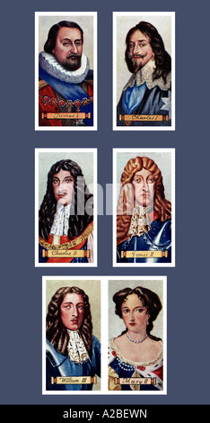 Carreras Könige und Königinnen von England-Serie Zigarette Karten 1935 nur zur redaktionellen Verwendung Stockfoto