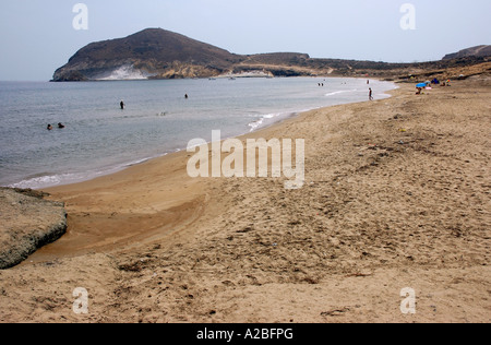 Panoramablick auf Meer & Strand Playa de Mónsul Nijar San St. St. José Andalusien Andalusien Andalusien España Spanien Europa Stockfoto