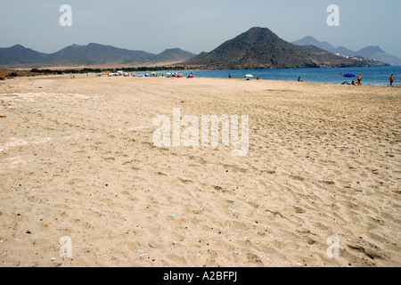 Panoramablick auf Meer & Strand Playa de Mónsul Nijar San St. St. José Andalusien Andalusien Andalusien España Spanien Europa Stockfoto