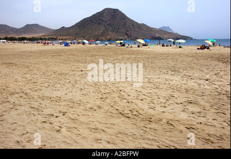 Panoramablick auf Meer & Strand Playa de Mónsul Nijar San St. St. José Andalusien Andalusien Andalusien España Spanien Europa Stockfoto