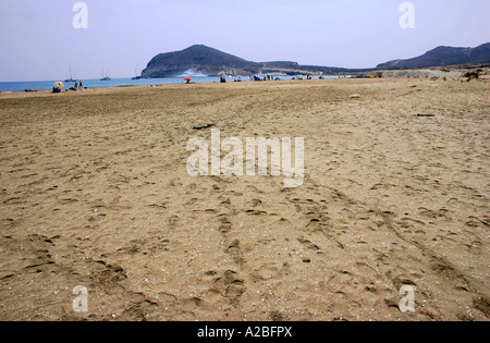 Panoramablick auf Meer & Strand Playa de Mónsul Nijar San St. St. José Andalusien Andalusien Andalusien España Spanien Europa Stockfoto