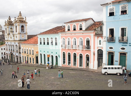 Pelourinho quadratische historische Zone und Nossa Senhora Rosário Dos Pretos Kirche Salvador da Bahia Brasilien Stockfoto