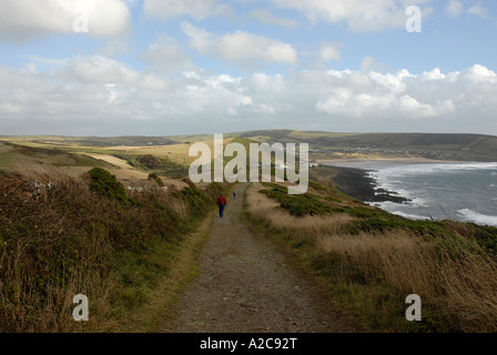 Der South West Coastal Weg von Baggy Punkt in Richtung Croyde Bay North Devon Stockfoto