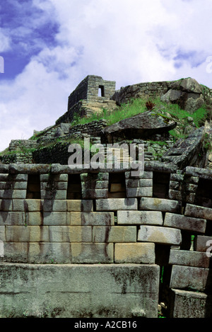 Wanddetail. Top Solar Stein. Machu Picchu. Peru Stockfoto