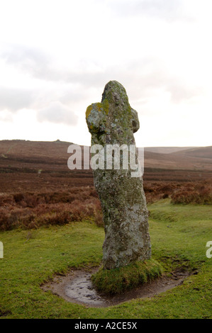 Bennets Steinkreuz zwischen Moretonhampstead & zwei Brücken, Dartmoor.  XPL 4312-407 Stockfoto