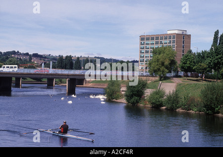 Fluß Exe durchfließt Exter Stadt Devon. England.  GPL 4306-406 Stockfoto