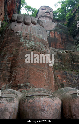 Von den Füßen des großen Buddha, Leshan China anzeigen Stockfoto