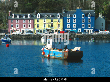 Bunte Häuser am Kai Tobermory Hafen Mull Isle of Mull Inneren Hebriden Argyll Schottland Großbritannien Europa EU Stockfoto