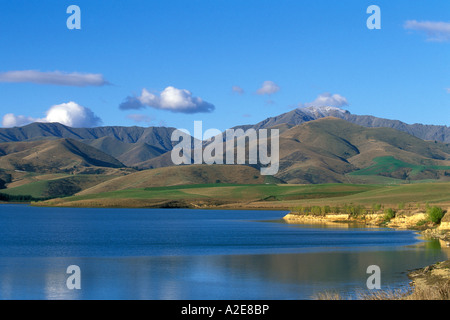Der Stausee am Opuha Damm Opuha River in der Nähe von Fairlie South Canterbury Neuseeland Südinsel Stockfoto