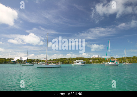 BAHAMAS, Abacos, Loyalist Cays, Mann O'War Cay: North Harbour View Stockfoto