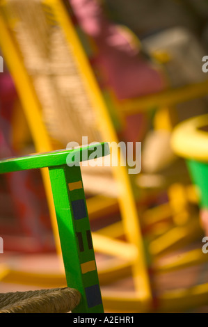 BARBADOS, Dover Beach, Schaukelstuhl Detail, Casuarina Beach Club Stockfoto