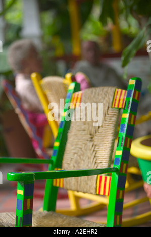 BARBADOS, Dover Beach, Schaukelstuhl Detail, Casuarina Beach Club Stockfoto