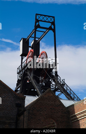 Dh Mining Museum NEWTONGRANGE LOTHIAN Scottish Mining Museum Zeche förderturm Schacht rad Kopfbedeckung Stockfoto