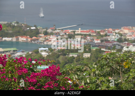 Karibik, GRENADA, St. George, St. George's Harbor, Luftbild von Fort Frederick Stockfoto