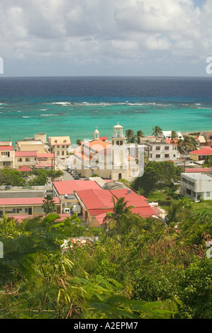 Französische Antillen Guadeloupe, Marie, Galante, Insel CAPESTERRE: Blick auf die Stadt mit Kirche Stockfoto