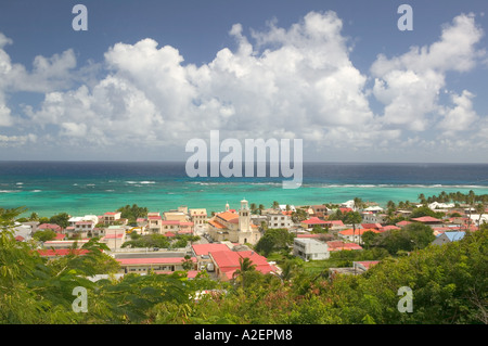 Französische Antillen Guadeloupe, Marie, Galante, Insel CAPESTERRE: Blick auf die Stadt mit Kirche Stockfoto