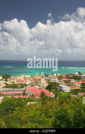 Französische Antillen Guadeloupe, Marie, Galante, Insel CAPESTERRE: Blick auf die Stadt mit Kirche Stockfoto