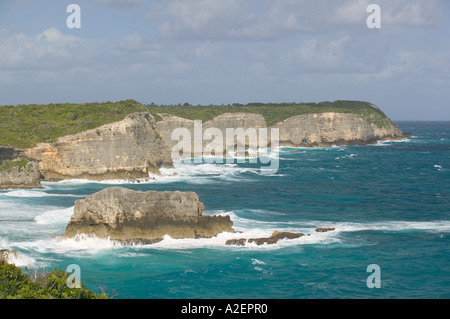 Französische Antillen Guadeloupe, Marie, Galante, Insel GRAND GOUFFRE GUEULE: Felsenküste, Nordküste Stockfoto