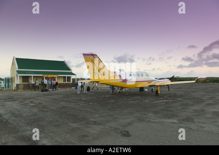 Caribbean, Türken & CAICOS, Salt Cay Insel. Insel-Flughafen Stockfoto