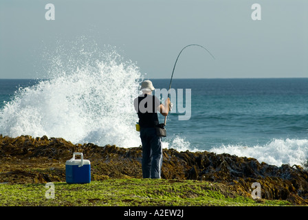 Surf-Fischer wieder Beach Sorrento Mornington Peninsula National Park Victoria Bass Strait Australien Stockfoto