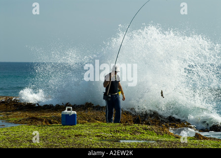 Surf-Fischer wieder Beach Sorrento Mornington Peninsula National Park Victoria Bass Strait Australien Stockfoto