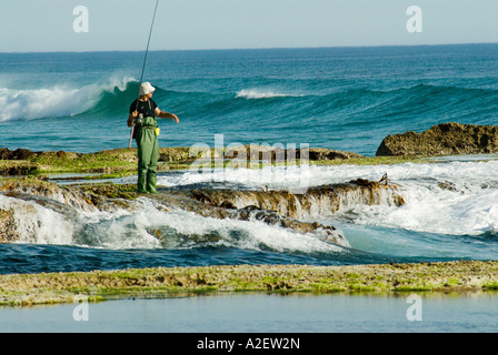 Surf-Fischer wieder Beach Sorrento Mornington Peninsula National Park Victoria Bass Strait Australien Stockfoto