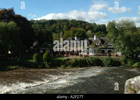 Exterieur des Fischers Kinderbett, Public House auf dem Fluß Exe, Bickleigh, Tiverton, Devon, England, UK. Stockfoto