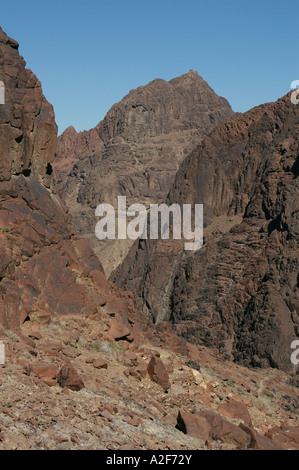 Der Gipfel des Berges Sinai aka Dschebel Musa (2285 m) auf der Halbinsel Sinai, Ägypten Stockfoto