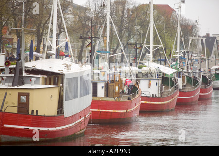 Europa, Deutschland, Warnemünde, Boote im Hafen Stockfoto