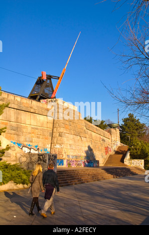 Metronom in Letna Park im Zentrum von Prag Hauptstadt Prag Stockfoto