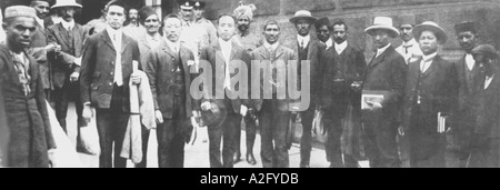 Mahatma Gandhi widersetzt sich chinesischen Führern, die aus dem Johannesburg Fort Gefängnis, Südafrika, im Januar 1908, alten Jahrgang 1900s Bild freigelassen wurden Stockfoto