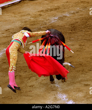 Mexiko, San Luis Potosi, Nord-Amerika. Berühmte spanische Matador Julian Lopez El Juli in Aktion an monumentalen El Paso. Stockfoto