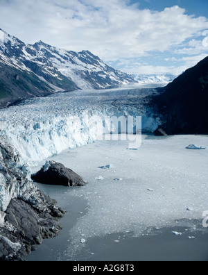 Luftaufnahme von Barry Glacier fließt in Barry Arm des College Fjord im Prinz-William-Sund, Chugach National Forest, Alaska Stockfoto