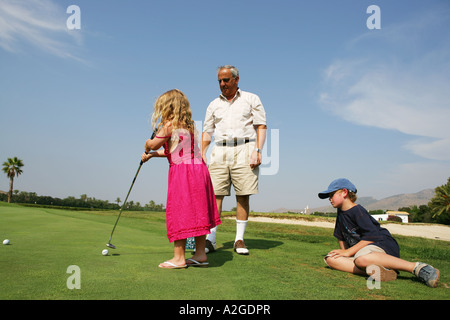 Golf Lesson Modelle freigegeben Stockfoto