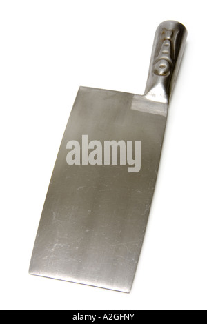 Metzger Beil oder Messer isoliert auf einem weißen Studio-Hintergrund. Stockfoto